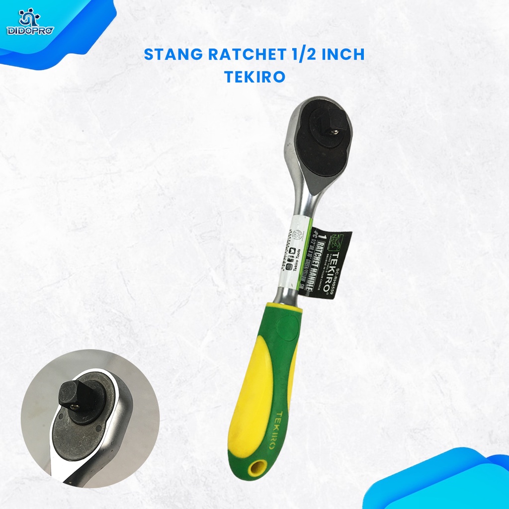 Ratchet Handle Tekiro 1.2&quot; X 10&quot; Gagang Karet Kuning Hijau