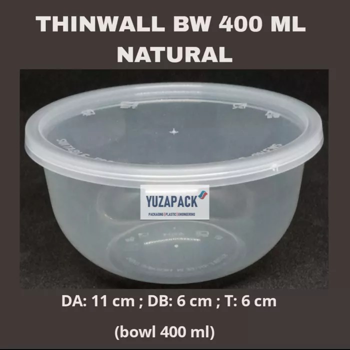 Thinwall Bowl 400 ml Natural Take Away Plastics Microwave
