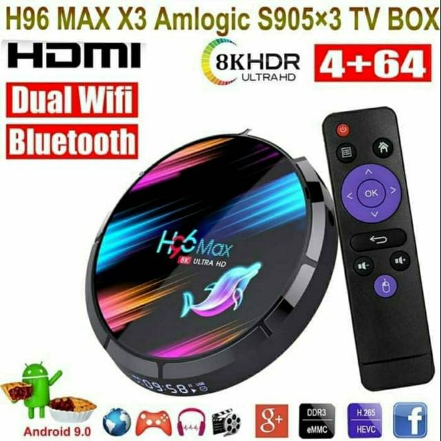 H96 Max X3 4GB/64GB Android 9.0 WiFi dual band Tv box Amlogic S905X3