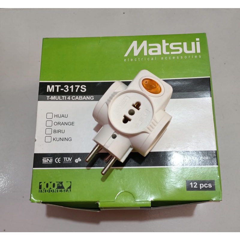 STEKER T MULTI CABANG 4 + ON/OFF SWITCH KUNINGAN MATSUI MT-317S