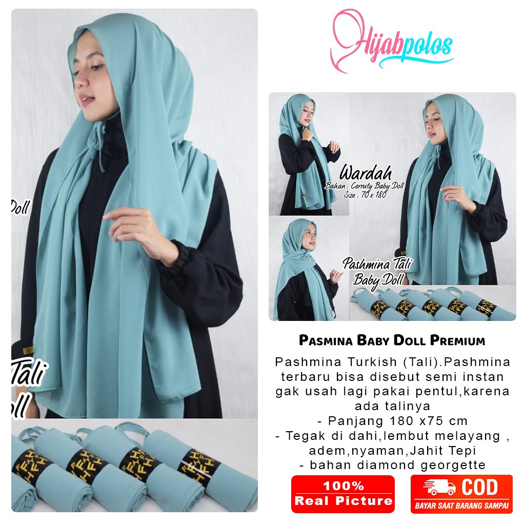 PASHMINA DIAMOND TALI HIJAB WARNA BIRU WARDAH KUALITAS PREMIUM