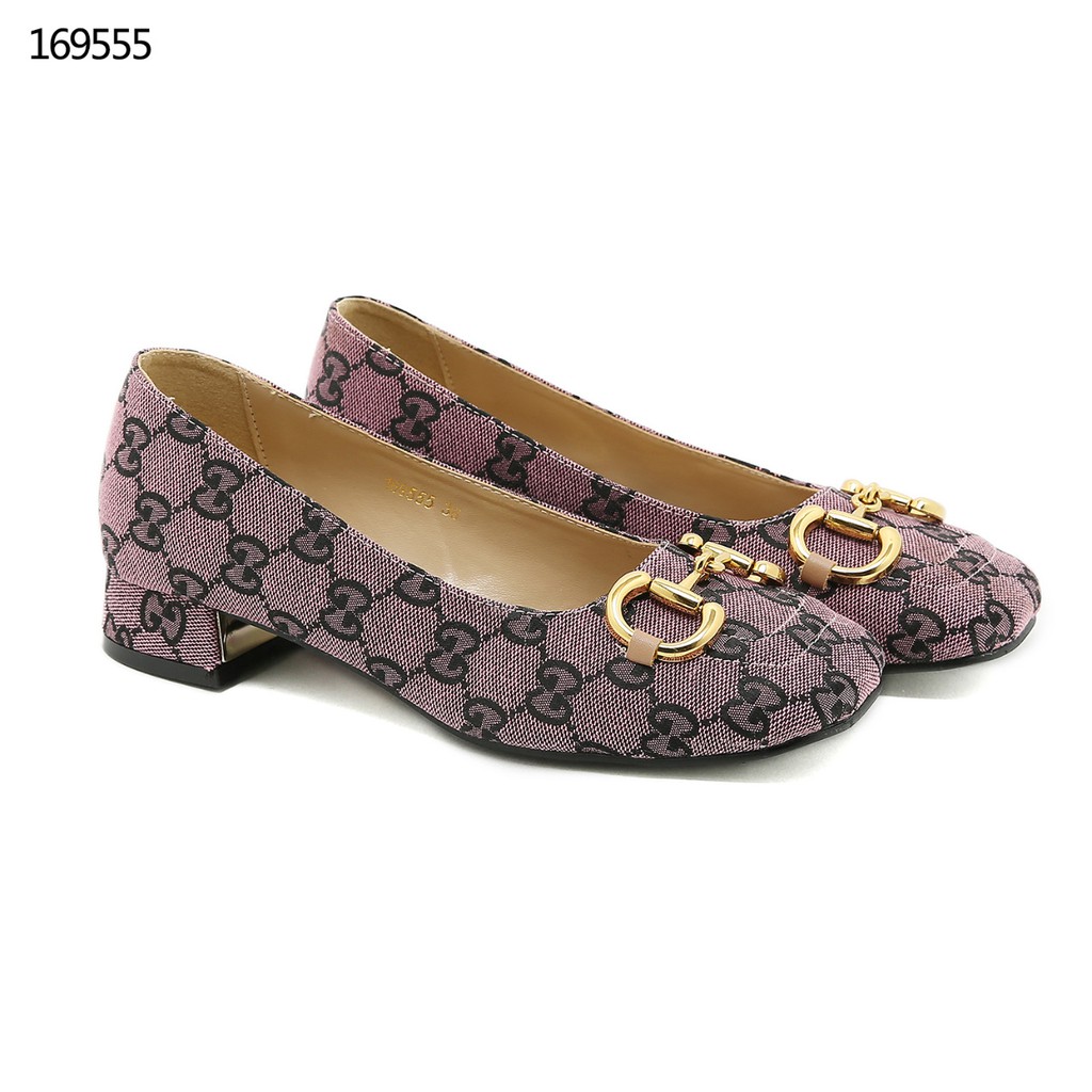 New Arrivall ! New Item ! Sepatu Wanita Canvas Horsebit Block Heel Pumps #169555