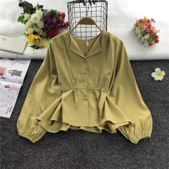 Spesial Baju Atasan Wanita Sesil Tunik Baju Lengan Balon - Lime terbaik