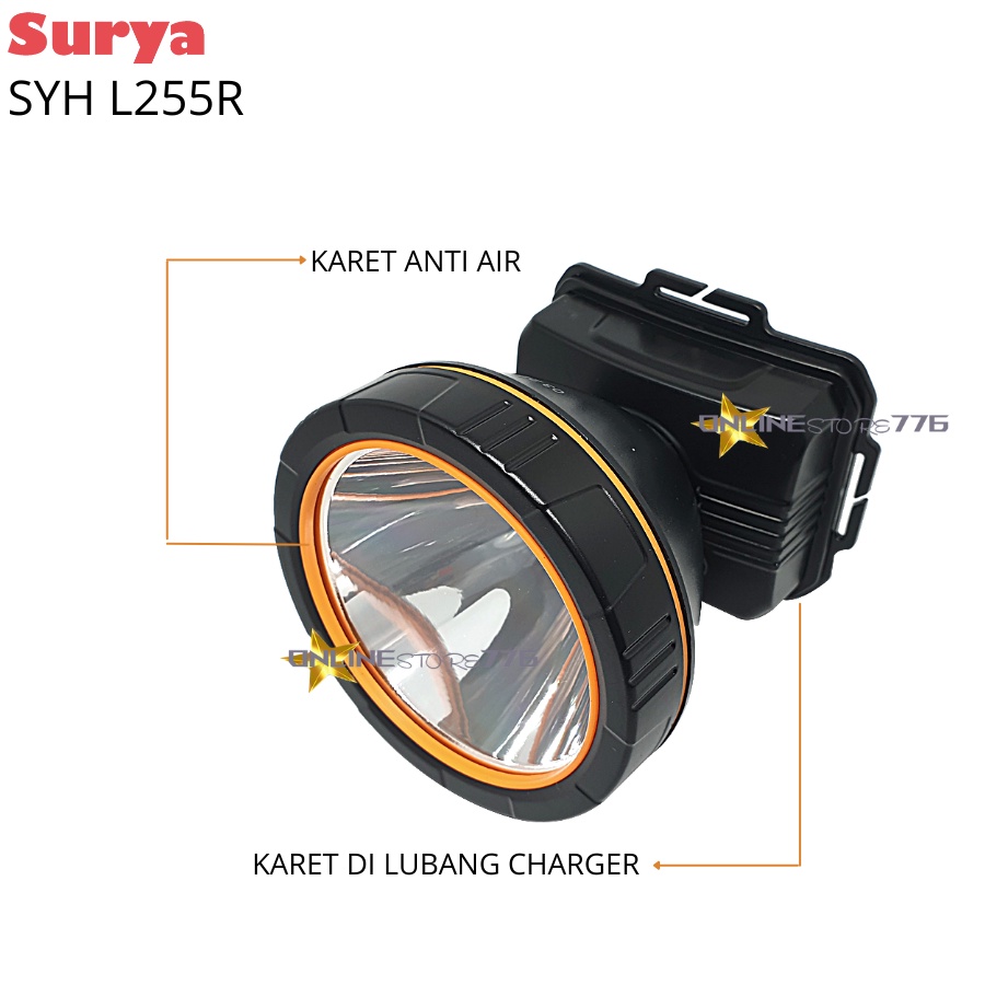 SENTER KEPALA / SENTER KEPALA SURYA SYH L255R / SURYA SYH L-255R / HEADLAMP SURYA SYH 255R /SENTER KEPALA RECHARGEABLE 25WATT / 25W