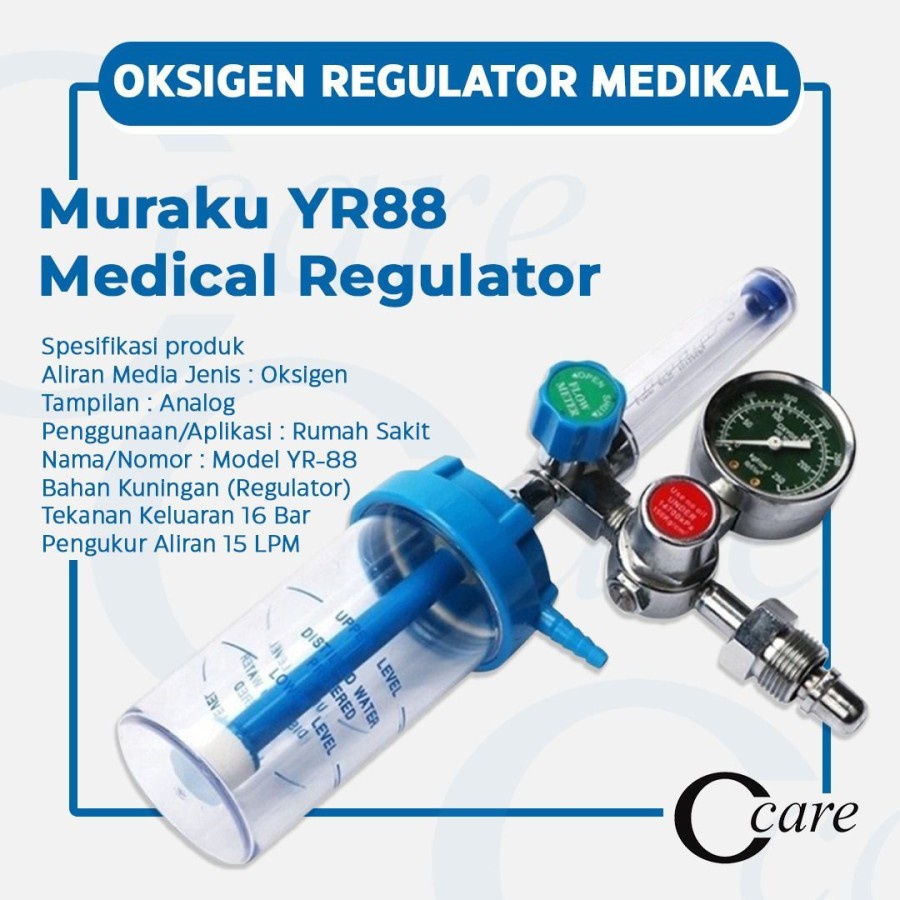 REGULATOR TABUNG OKSIGEN C CARE MEDICAL GRADE JAPAN TECHNOLOGY