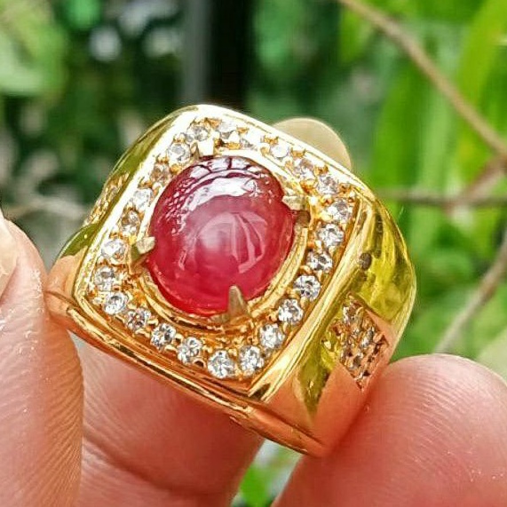 CINCIN BATU PERMATA NATURAL RUBY STAR AFRIKA SUPER • 100%ORI