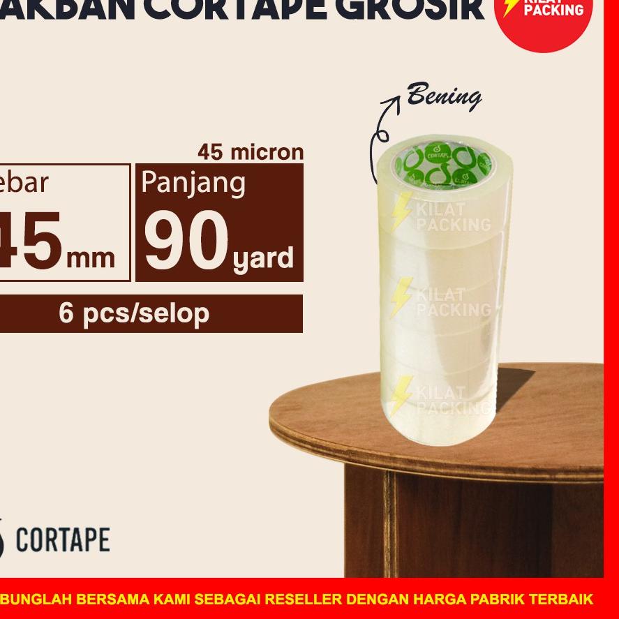 

Special Lakban Cortape Bening 45 mm x 90 yard Ekonomis Ter1 Selop
