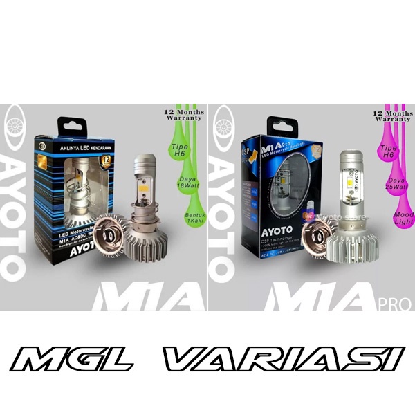 Lampu Motor Depan LED AYOTO M1A dan M1A PRO H6 AC DC Motor Bebek Matic SATRIA