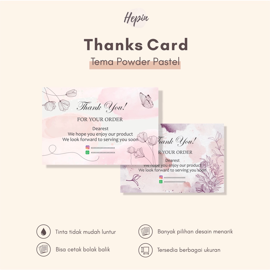 

Kartu Ucapan Label Tema POWDER PASTEL - Thanks Card Olshop