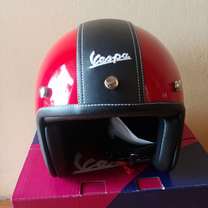 HELM VESPA ORIGINAL / HELM VESPA ORIGINAL RED / MERAH GLOSSY SIZE XL