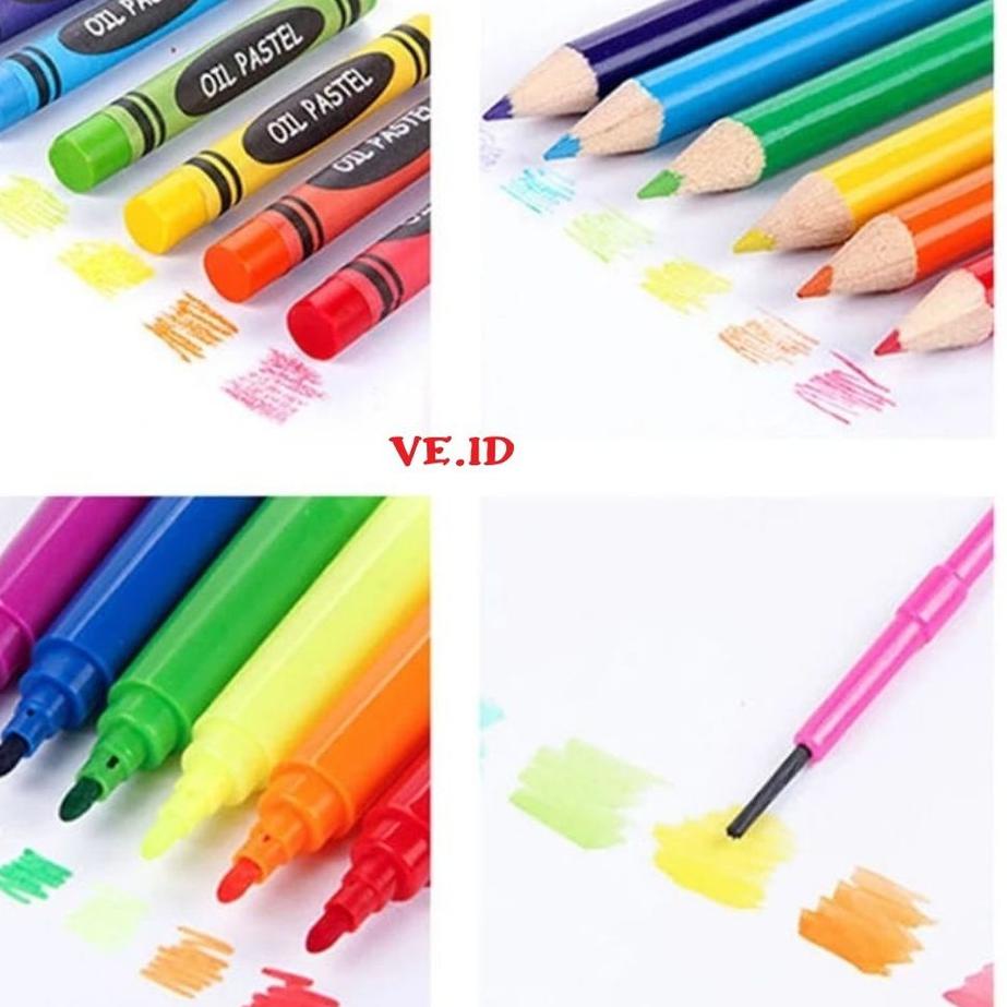 

{C-IJT> {♡> Krayon Lengkap Spidol Warna Oil Pastel/ Crayon Set 150PCS Alat Lukis Mewarnai Anak {murah>
