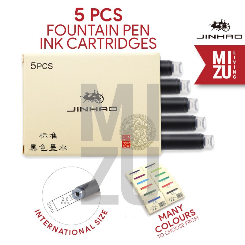 JINHAO 5PCS Fountain Pen Ink Cartridges Isi Tinta Fountain Pen Aman Untuk Pen