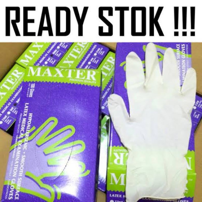 Sarung Tangan Latex Maxter Medis Examination Handscoon Gloves Premium Powder 100PCS