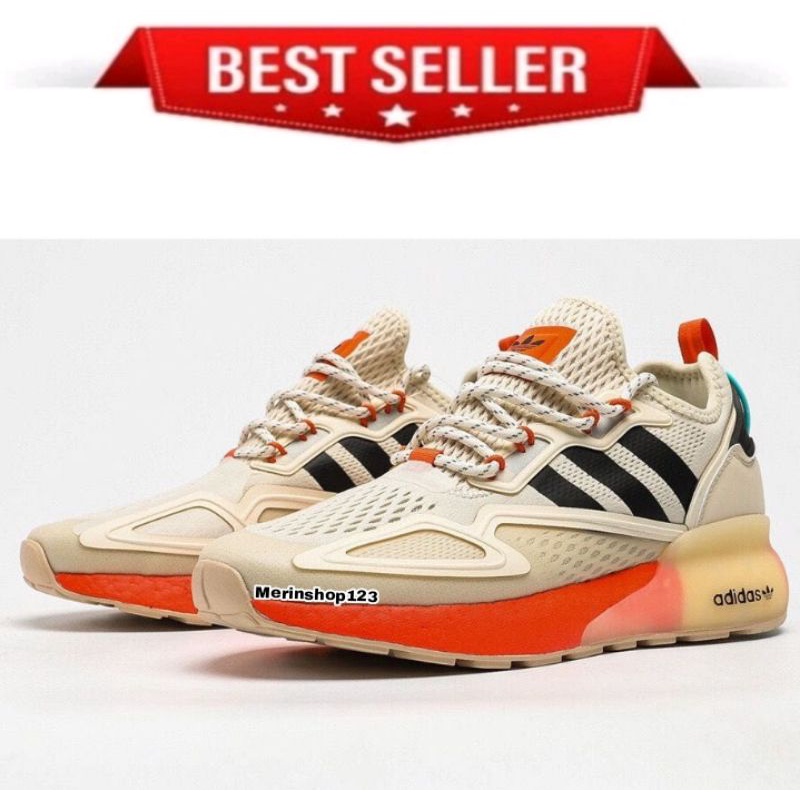 SEPATU ZX 2K BOOST BLACK BRONZE ORANGE HIGH PREMIUM ORIGINAL