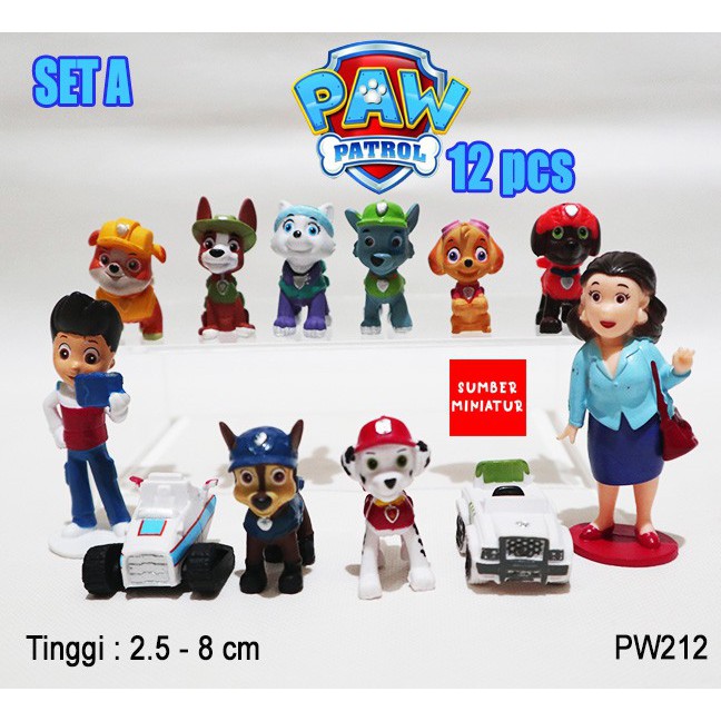 Paw Patrol Set Figure Mini | Pajangan Topper Skye Chase 6pcs