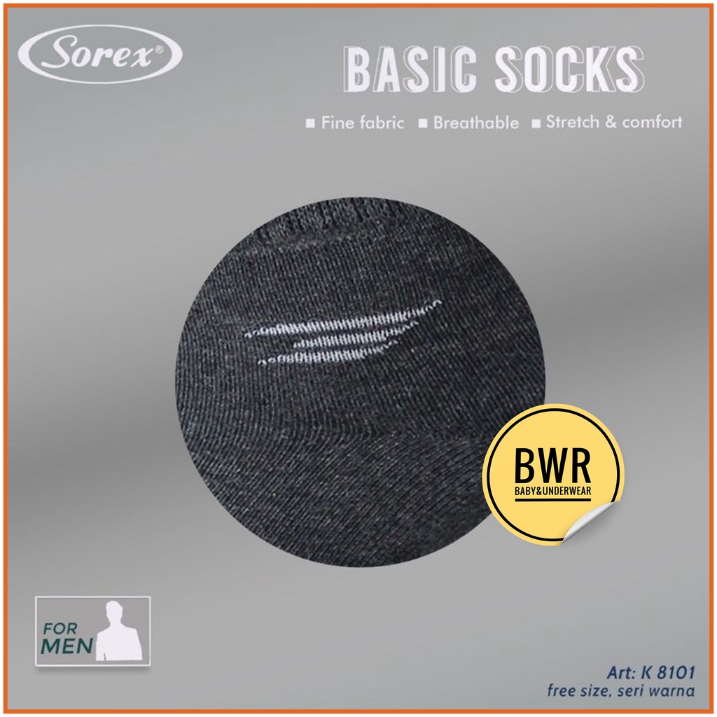 Kaos Kaki Pria Sorex K8101 Basic Socks / Kaos Kaki Laki Laki Kerja Kantor  K 8101 Pendek Mata Kaki | Bwr