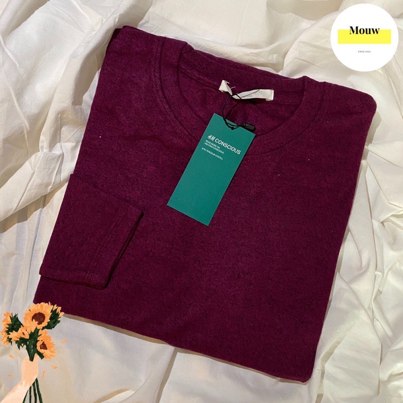 Baju Lengan Panjang Bahan Rajut Halus - Kaos Rajut Halus - Basic Long Sleeve Mulberry #52