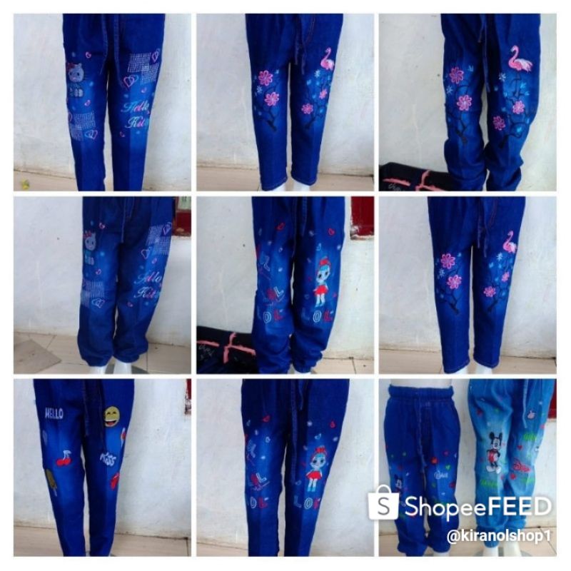 Celana Jeans Joger Anak Perempuan Usia 4-12 Thn  Premium Tren