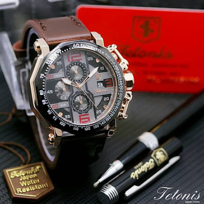 Jam tangan pria TETONIS Original Japan Garansi 1 tahun bonus Dompet