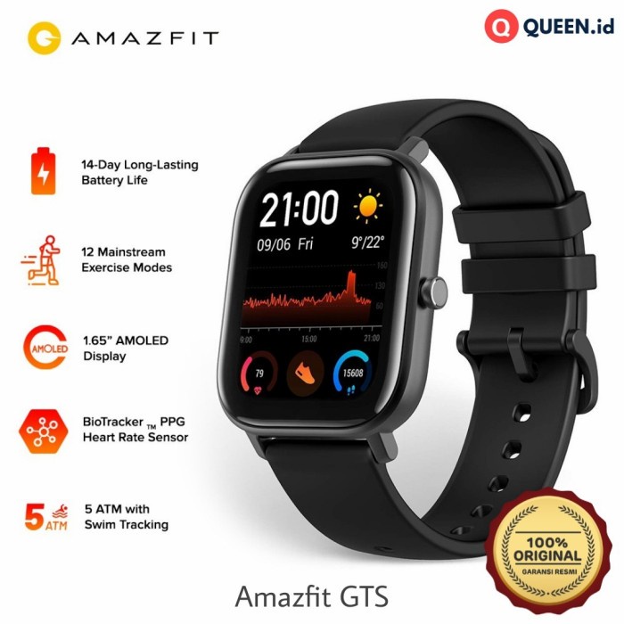 HANDPHONE & TABLET WEARABLE DEVICES AMAZFIT GTS SMARTWATCH AMOLED DISPLAY GPS SMART WATCH GARANSI RE
