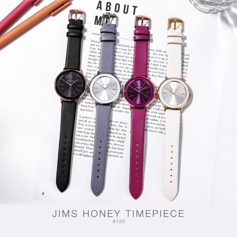 JAM TANGAN WANITA CEWE  8122 WANITA JIMSHONEY KULIT PROMO DISKON