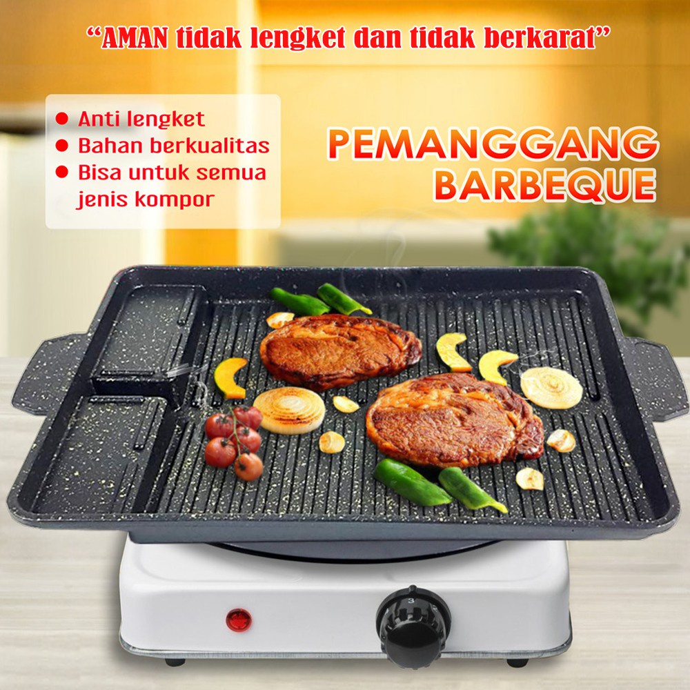 Korean Yakiniku Grill Pan Marble Coating - Alat Panggang Anti Lengket 2157 Panci Pemanggang sate daging barbeque BBQ Panci cetakan kue waffle maker supra bulgogi pan steincookware panci set mayba bolde super pan MAYBA MIRACLE 3 5