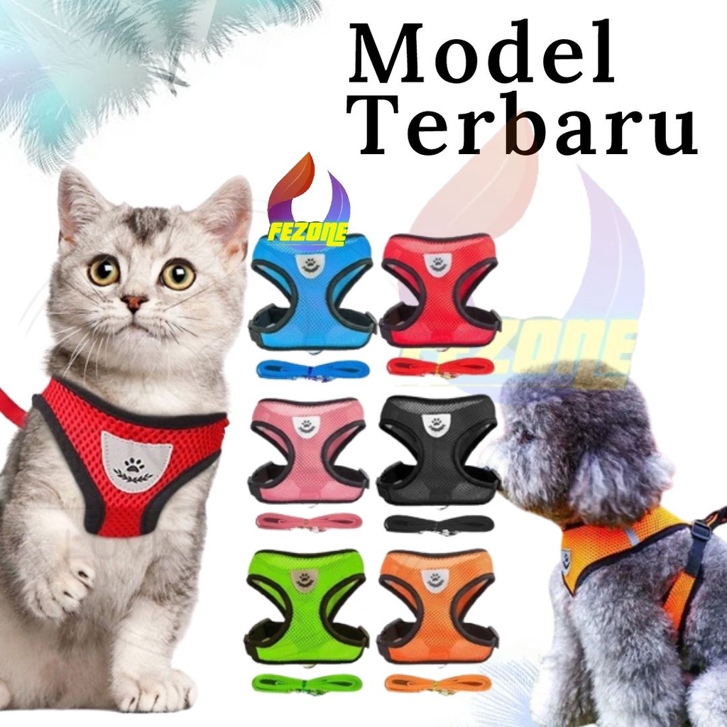 ROMPI KUCING HARNESS + TALI TUNTUN ROMPI BAJU KUCING ANJING MURAH CAT DOG FEZONE