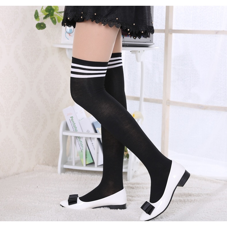 Kaos Kaki Panjang stoking Wanita atas dengkul panjang Cantik kaos kaki stocking kaus kaki lembut katun Anewmorn Japanese Long High Knee Socks Women Breathable Knee-length Knitted Elastic Knee Stockings over the knee long socks