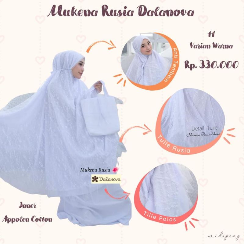 MUKENA RUSIA ORI by DALANOVA MUKENA DEWASA WARNA PUTIH