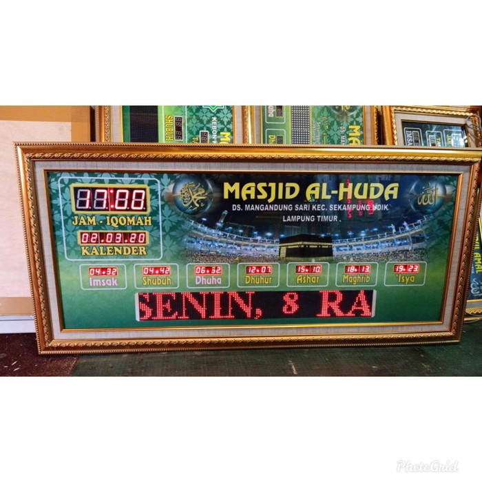 Jam Masjid Digital Waktu Sholat Running Text CUSTOM NAMA 60 x 140 cm