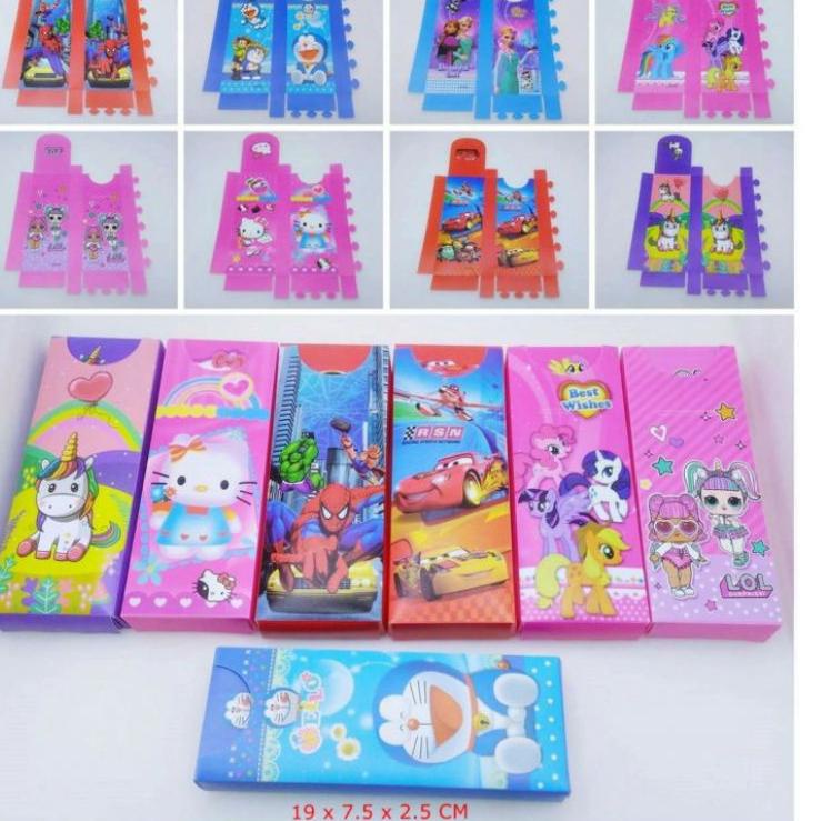 

Trendy 12pc kotak pensil rakit /tempat pensil buat sendiri/kotak pensil karakter rakit/pencil case