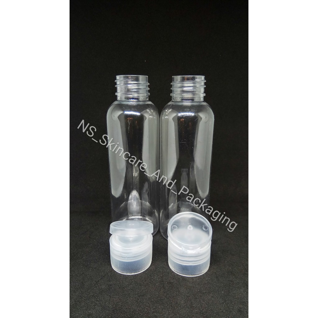 Botol PET 100ml Natural Tutup Fliptop Natural / Botol Fliptop 100ML