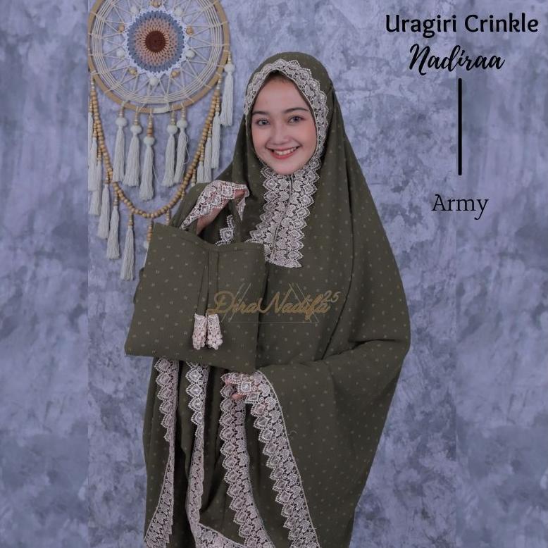 Mukena Dewasa 2 in 1 Rayon Viscose Crinkle Airflow URAGIRI Original | Mukena Katun Motif Dots Kringk