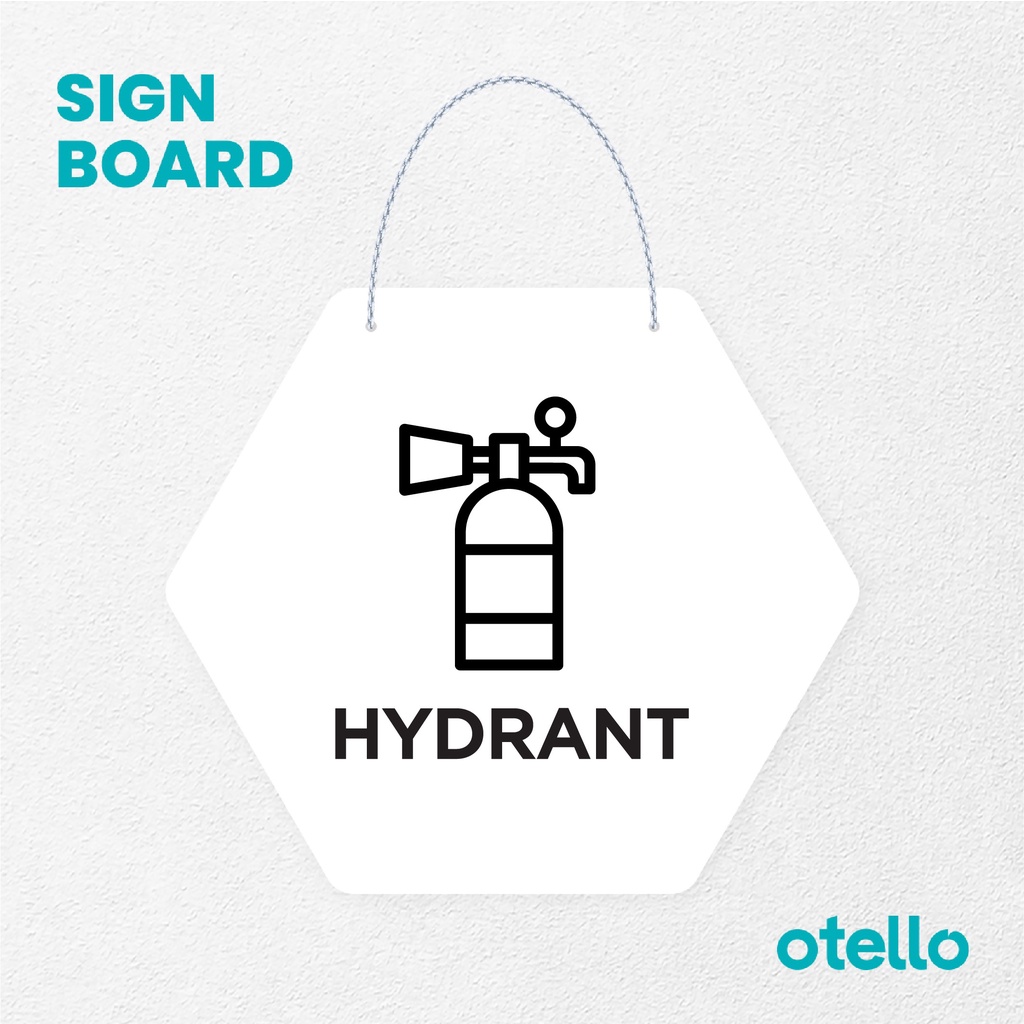 Otello Sign Hydrant Signage Board Acrylic Papan Gantung Label Akrilik Rantai Petunjuk Toko Modern Minimalist Kafe Restoran Kantor Gedung Cafe