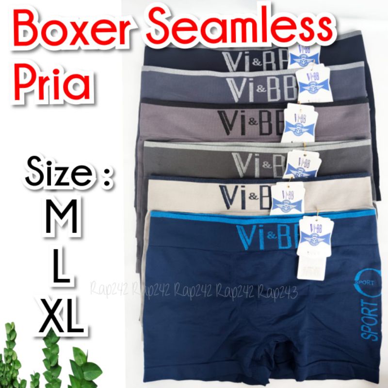 Bx Boxer Seamless Celana Dalam Pria M L XL ViBb Vi&BB Rajut Stretch Halus Bahan Premium Murah Warna 