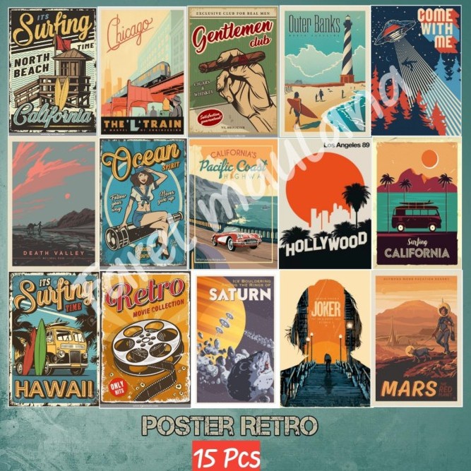 Jual Poster Retro Vintage Dinding / Poster Retro A4 / Poster Retro
