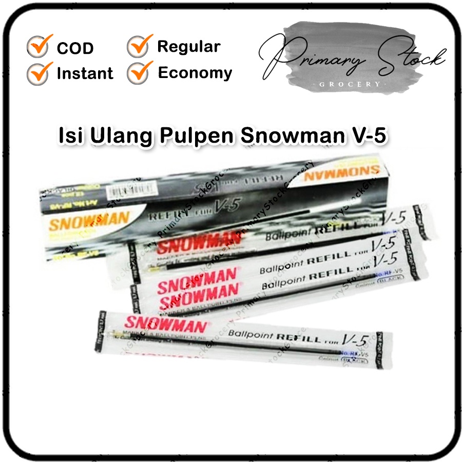Isi Ulang Pulpen Snowman V5 Refill Tinta 0.7 mm Grosir Hitam Biru Ballpoint Pena Balpen Bolpen Murah