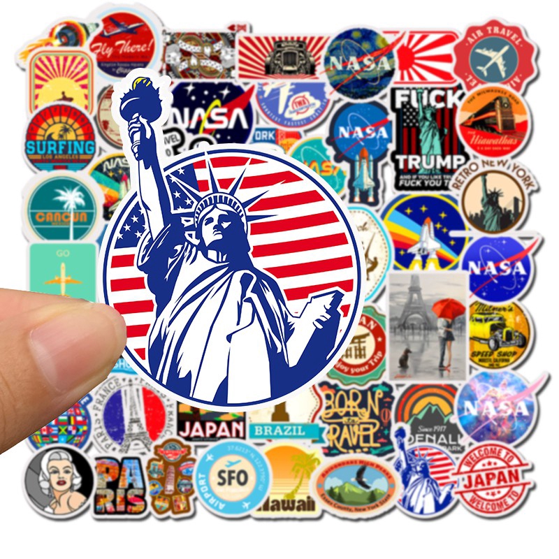 50pcs Retro Style Astronaut Motif Stickers For SnowboardCar carkulkaslaptop