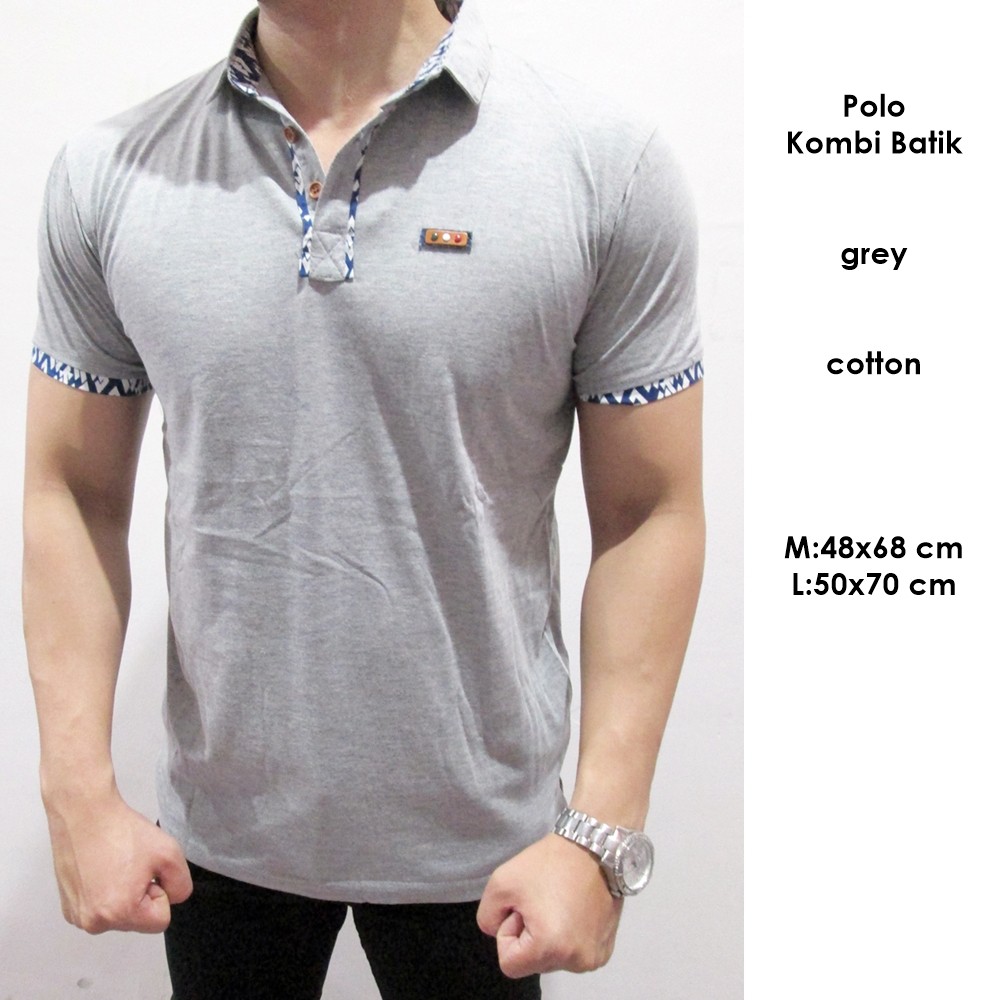 Kaos kerah cowok lengan pendek polo batik sisa M