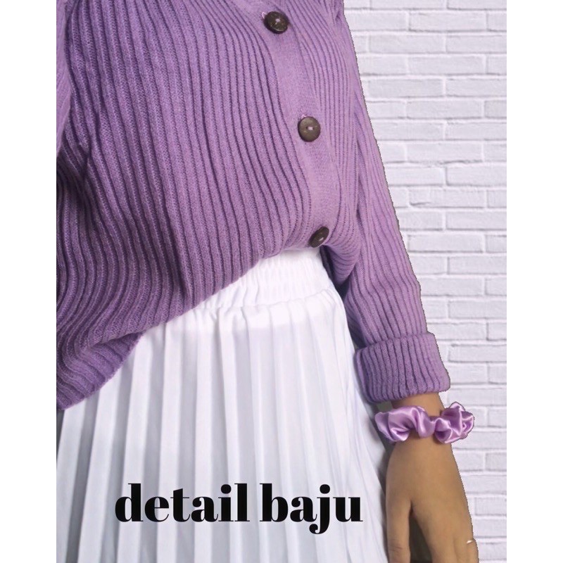 WILY CARDY OUTER CARDIGAN CROP KANCING LILAC