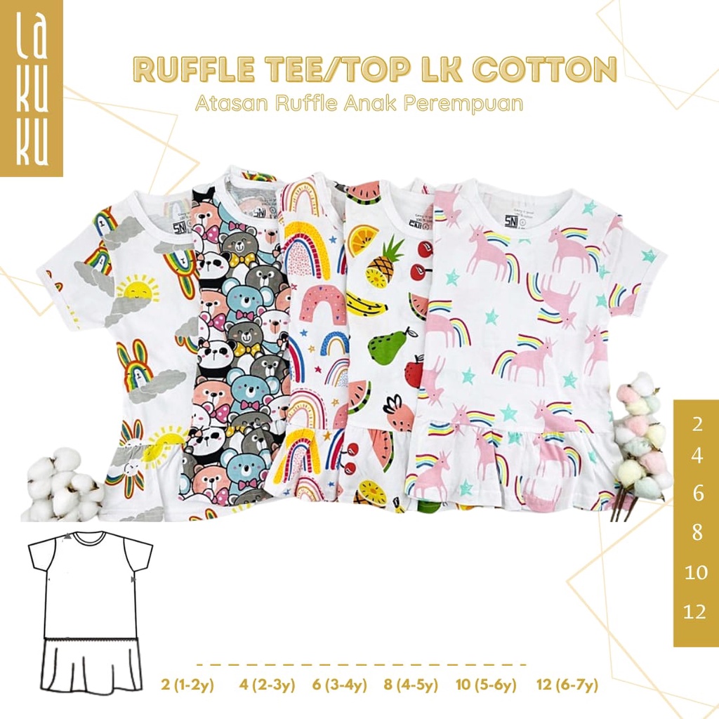 Lakuku - Ruffle Tee LK Cozy is Good Atasan ruffle Baju Anak size 2 - 12