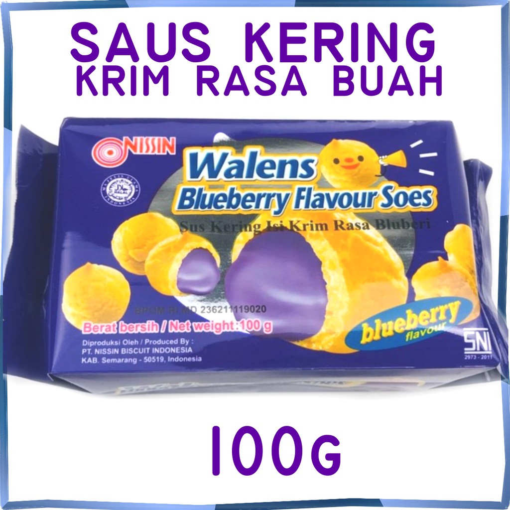 

makanan ringan NISSIN snack walens blueberry 100g falvour saus rasa buah saus kering SOES