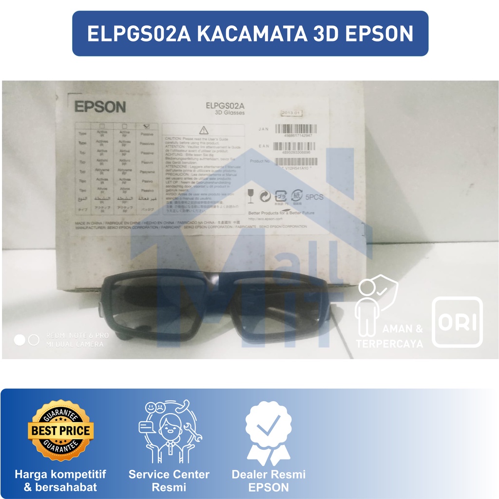 ( Bisa Cod ) Kacamata 3D Pasif EPSON ELPGS02A Proyektor W16SK Home Theater ORIGINAL