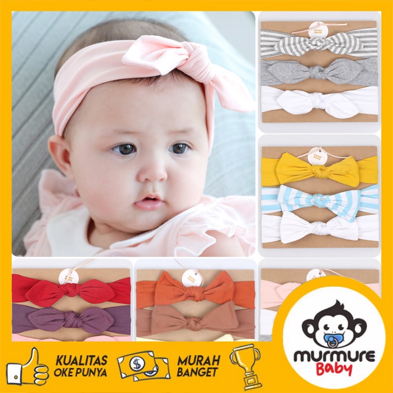 (1 SET 3 PCS) SATU SET BANDANA BAYI / HEADBAND ANAK KAIN IMPORT