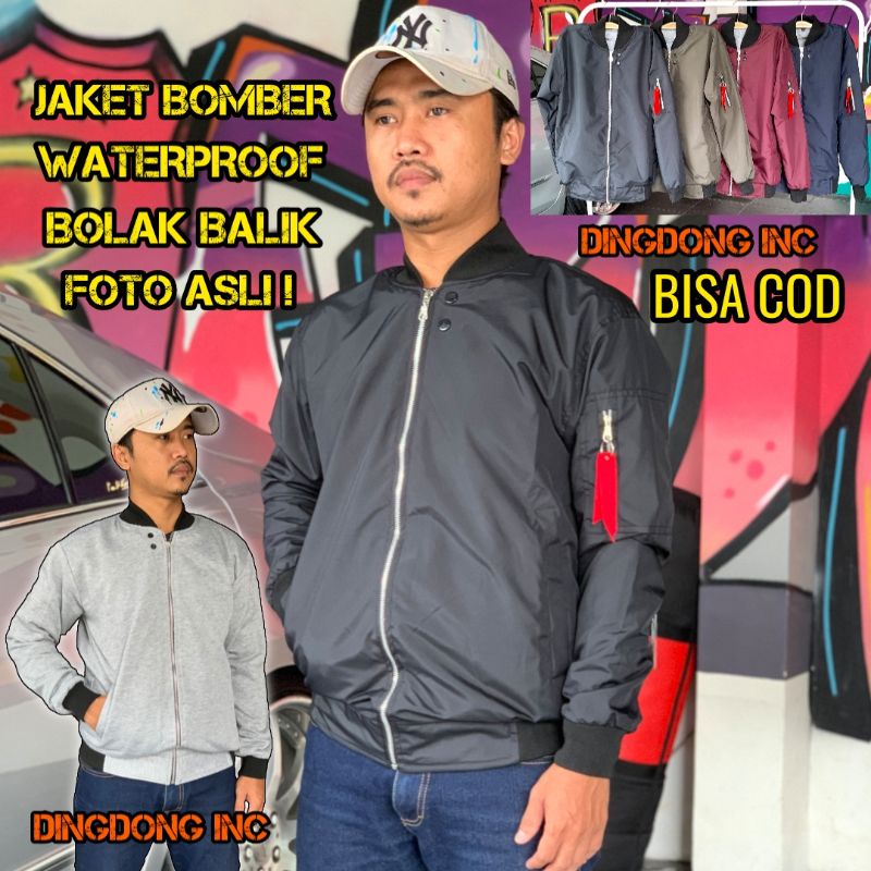 JAKET BOMBER PRIA WANITA BB BOLAK BALIK WATERPROOF