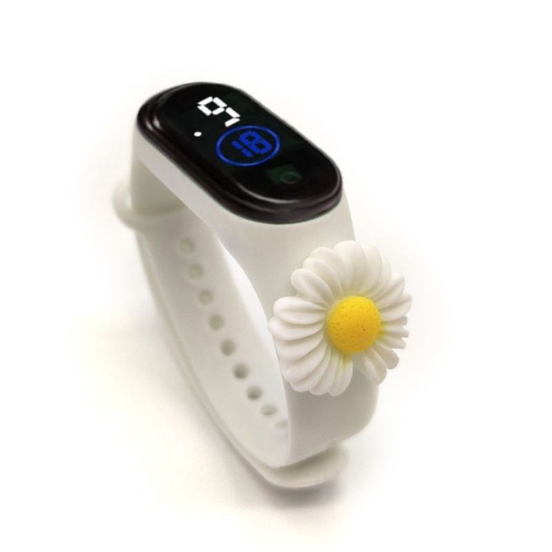 Jam tangan anak Elektronik LED display Tahan Air karakter motif kartun lucu  bahan rubber-Sun Flower
