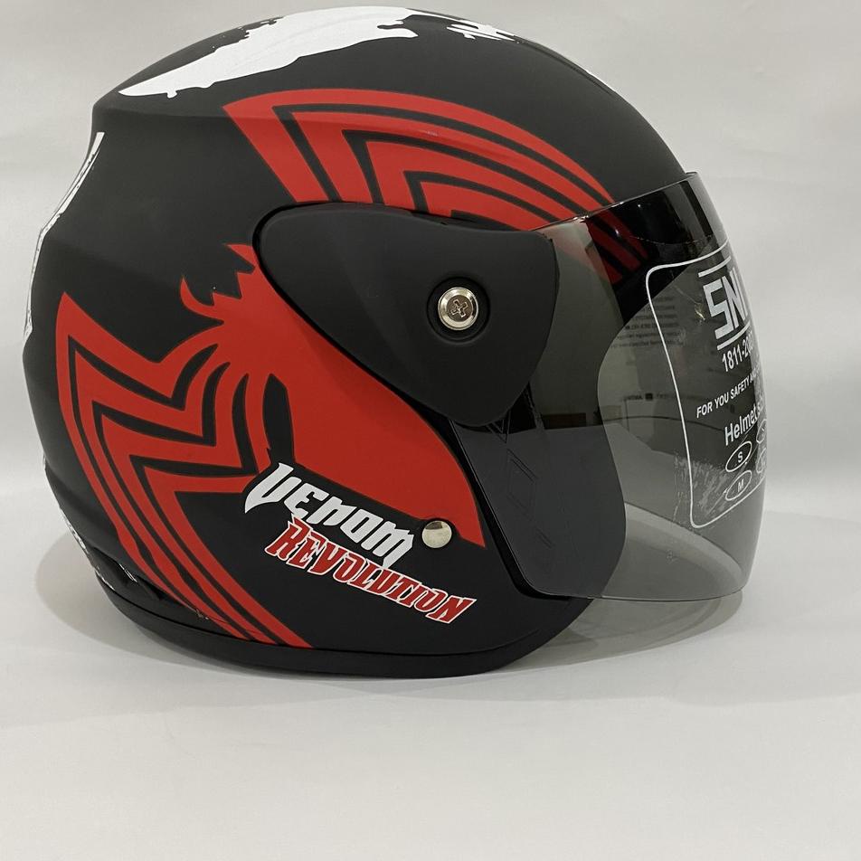 Baru Helm Evo Nuvo SNI Dewasa Motif Venom Hitam Merah Doff - 022 bukan KYT NHK GM INK ZEUS ,