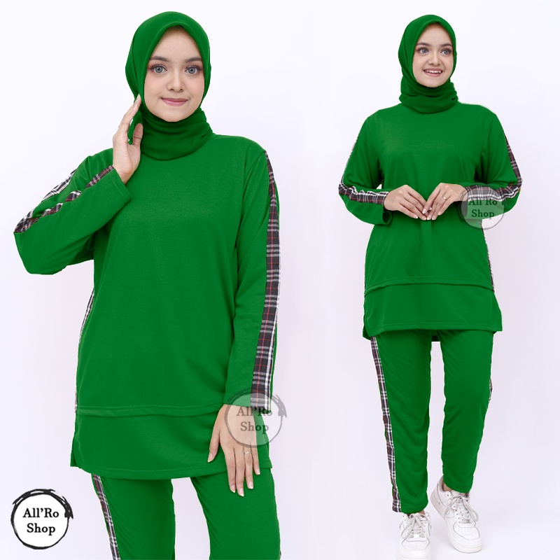 Baju Setelan Olahraga Seragam Senam Training Zumba Wanita Lengan Panjang SET YOVIOS Ukuran XL XXL XXXL ARS 187