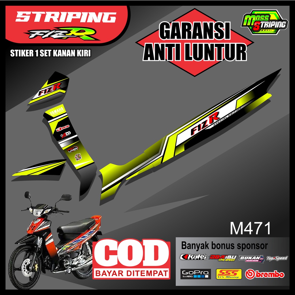 Stiker Striping Yamaha FizR Fizr kode M471 Sticker Setiker List Variasi Pariasi Aksesoris Motor Yama