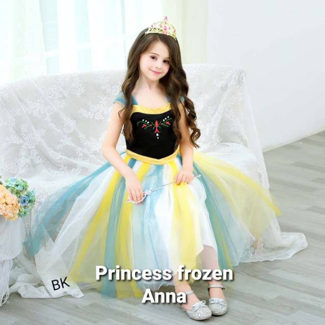 DRESS PRINCESS ELSA FROZEN SPARKLE / GAUN PESTA ANAK PEREMPUAN IMPORT BAGUS